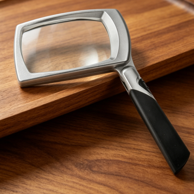 LED Lighted Rectangular Magnifier with Folding Handle